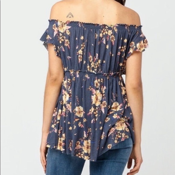 Free People Sam Floral Navy Top - Picture 2 of 9